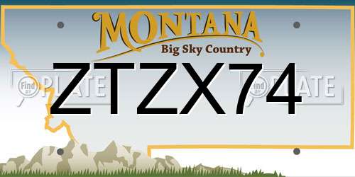 ZTZX74 Montana License Plate