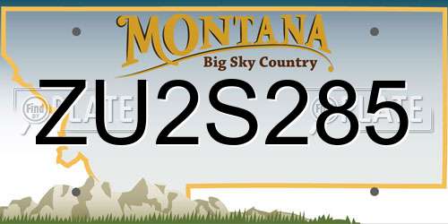 ZU2S285 Montana License Plate