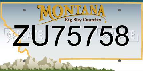 ZU75758 Montana License Plate