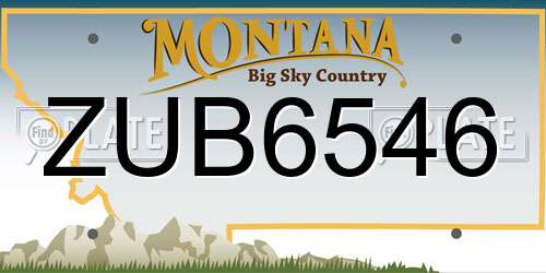 ZUB6546 Montana License Plate