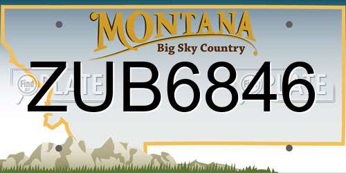 ZUB6846 Montana License Plate