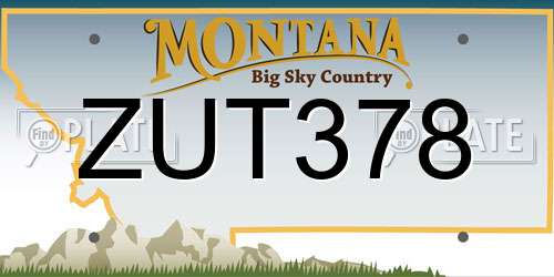 ZUT378 Montana License Plate