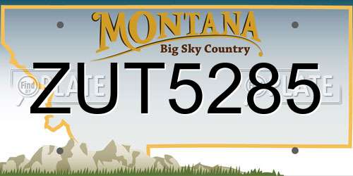 ZUT5285 Montana License Plate
