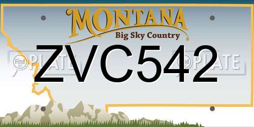 ZVC542 Montana License Plate