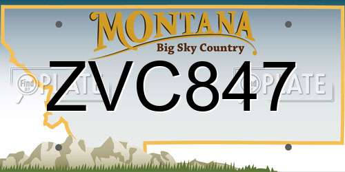 ZVC847 Montana License Plate