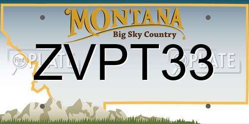 ZVPT33 Montana License Plate