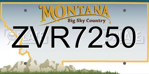 ZVR7250 Montana License Plate