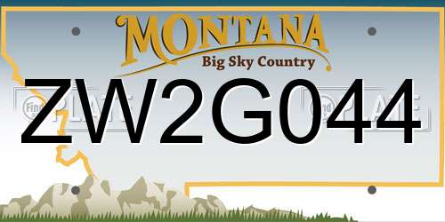ZW2G044 Montana License Plate