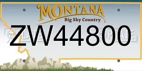ZW44800 Montana License Plate