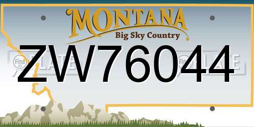 ZW76044 Montana License Plate