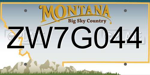 ZW7G044 Montana License Plate