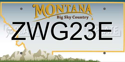 ZWG23E Montana License Plate