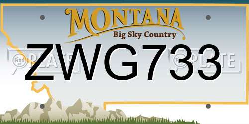 ZWG733 Montana License Plate
