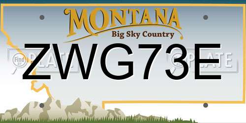 ZWG73E Montana License Plate