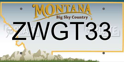 ZWGT33 Montana License Plate