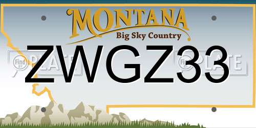 ZWGZ33 Montana License Plate