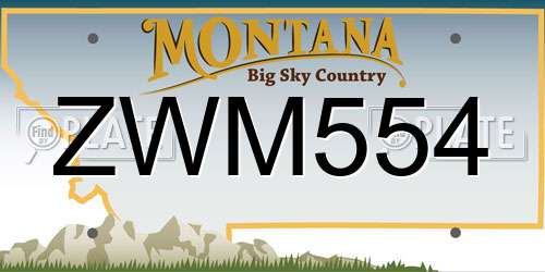 ZWM554 Montana License Plate