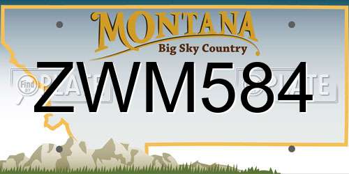 ZWM584 Montana License Plate