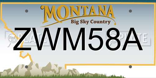 ZWM58A Montana License Plate