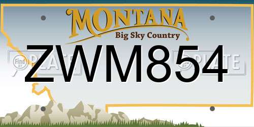ZWM854 Montana License Plate
