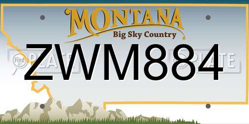 ZWM884 Montana License Plate