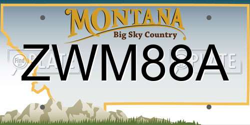 ZWM88A Montana License Plate