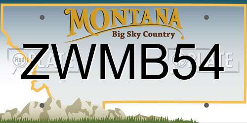 ZWMB54 Montana License Plate