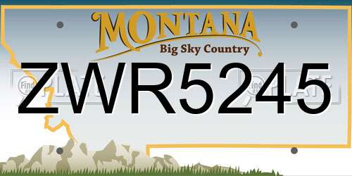 ZWR5245 Montana License Plate
