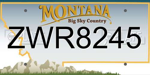 ZWR8245 Montana License Plate