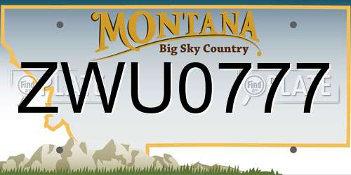 ZWU0777 Montana License Plate