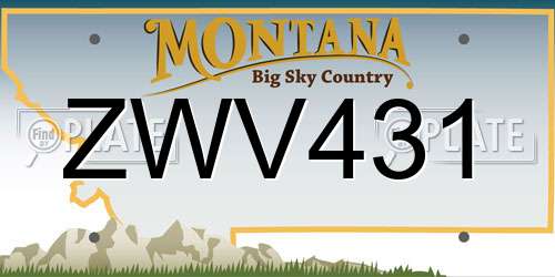 ZWV431 Montana License Plate