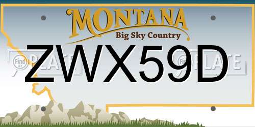 ZWX59D Montana License Plate