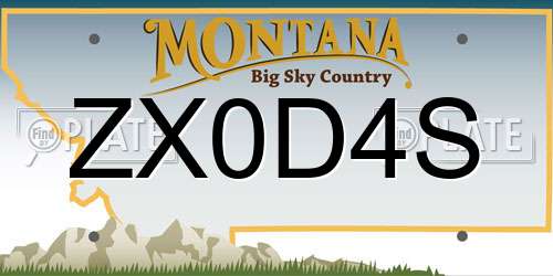 ZX0D4S Montana License Plate