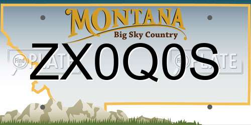 ZX0Q0S Montana License Plate