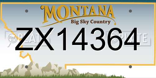 ZX14364 Montana License Plate