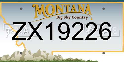 ZX19226 Montana License Plate