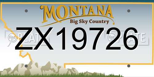 ZX19726 Montana License Plate