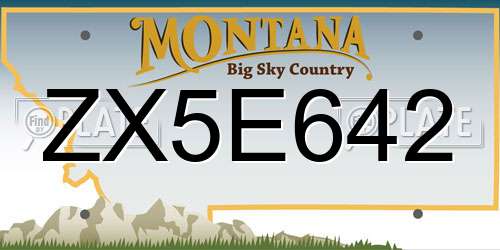 ZX5E642 Montana License Plate