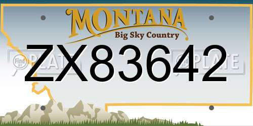ZX83642 Montana License Plate
