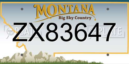 ZX83647 Montana License Plate
