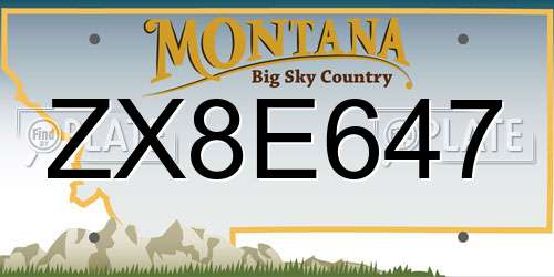 ZX8E647 Montana License Plate