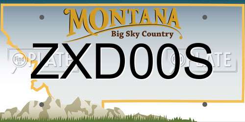 ZXD00S Montana License Plate