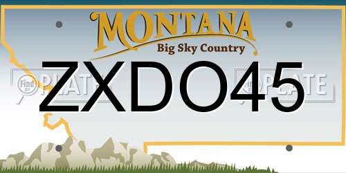 ZXDO45 Montana License Plate