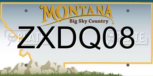 ZXDQ08 Montana License Plate
