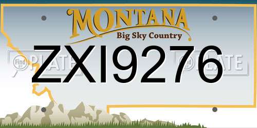 ZXI9276 Montana License Plate