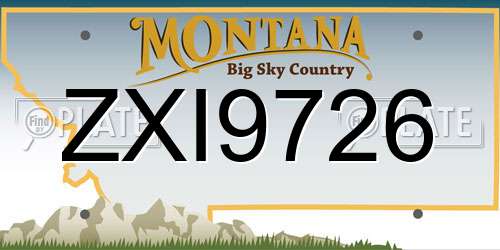 ZXI9726 Montana License Plate