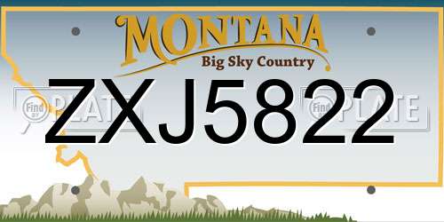 ZXJ5822 Montana License Plate