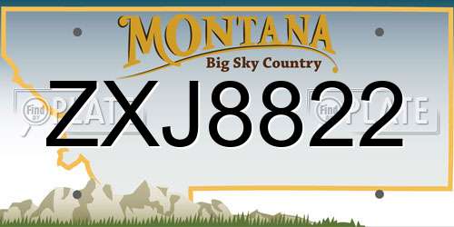 ZXJ8822 Montana License Plate