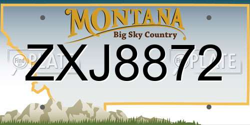 ZXJ8872 Montana License Plate