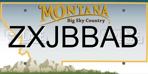 ZXJBBAB Montana License Plate